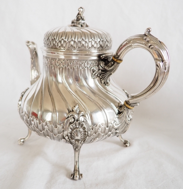 Louis XV style sterling silver coffee set, silversmith Edmond Tetard