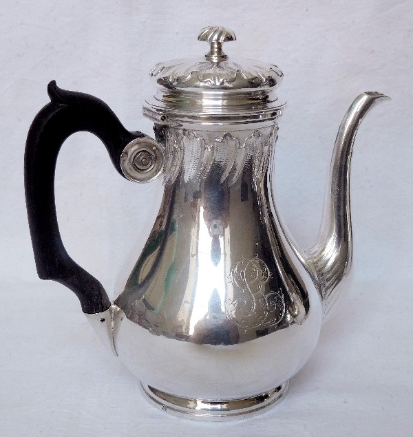 French antique sterling silver tea / coffee set, Louis XV style, Henin, 19th century