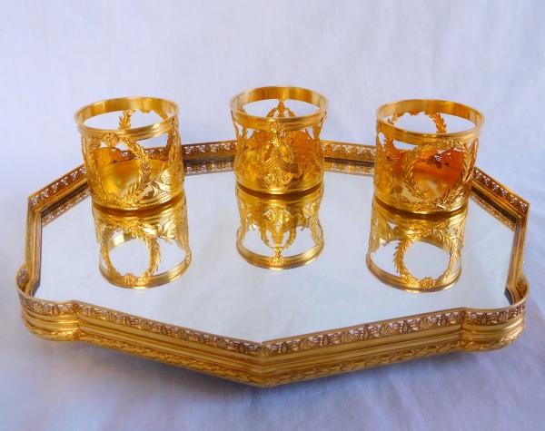 Vermeil and Baccarat crystal Empire style liquor set - silversmith Risler & Carre
