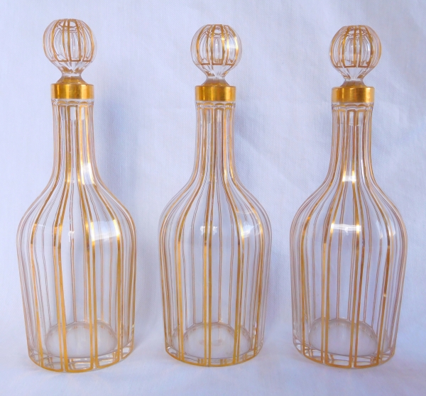 Risler & Carré : Service à liqueur en cristal de Baccarat doré et vermeil, style Empire - poinçon Minerve