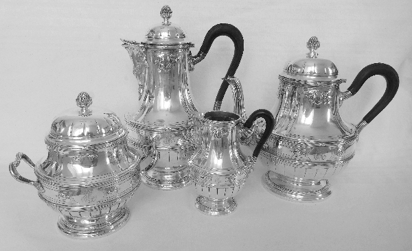 Sterling silver Louis XVI style sugar pot, silversmith Lapar