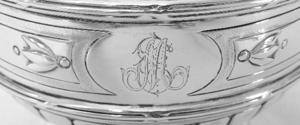 Sterling silver Louis XVI style sugar pot, silversmith Lapar