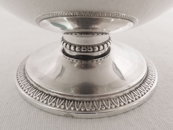 Puiforcat : Empire style sterling silver and vermeil sugar pot, Marquis crown engraved