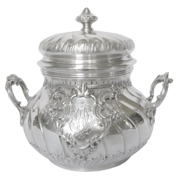 Sterling silver and vermeil Louis XV Rococo sugar pot, late 19th century