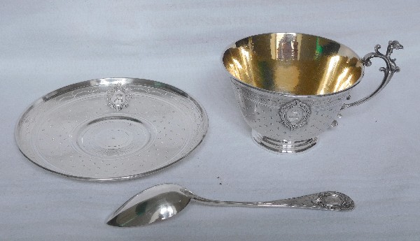 Antique French sterling silver and vermeil chocolate cup, late 19th century
