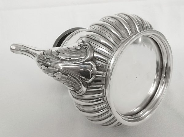 Sterling silver Regency style teapot, ebony handle, late 19th century