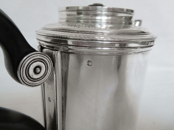 Sterling silver travel coffee pot / teapot, silversmith Aucoc
