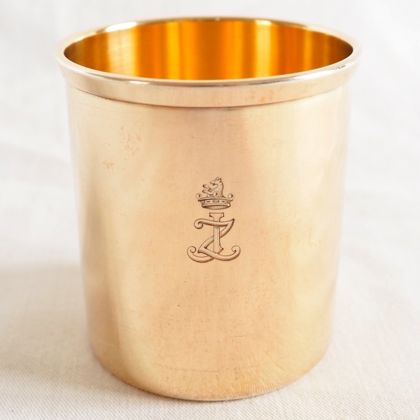 Sterling silver and vermeil goblet / tumbler - crown of Viscount engraved