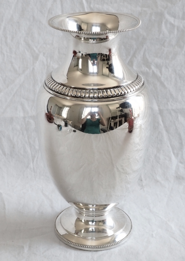 Tall Louis XVI style sterling silver vase - silversmith Louis Coignet