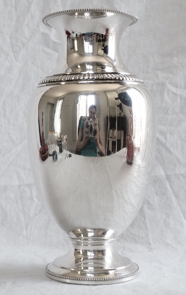 Tall Louis XVI style sterling silver vase - silversmith Louis Coignet