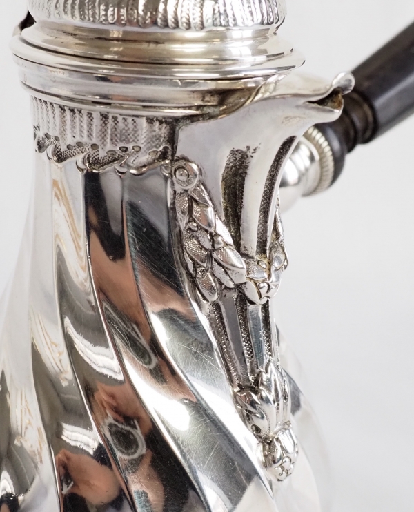 Tall sterling silver coffee pot, Louis XV style - late 19th century