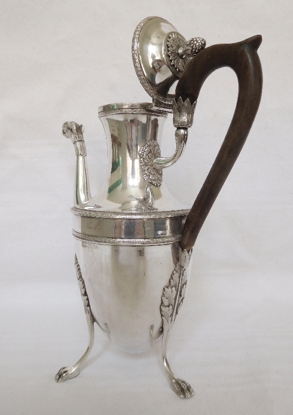 Antique French sterling silver coffee pot, Empire period, early 19th century
