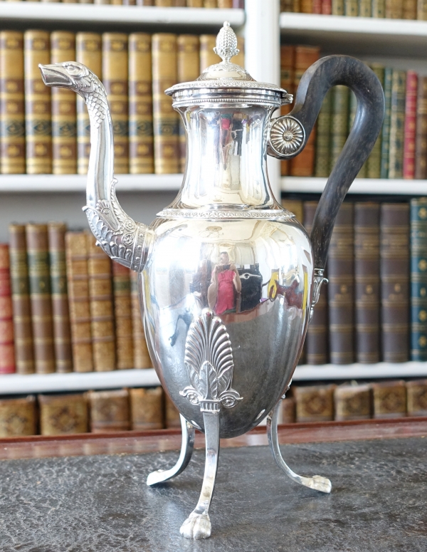 Large Empire style sterling silver coffee pot circa 1820