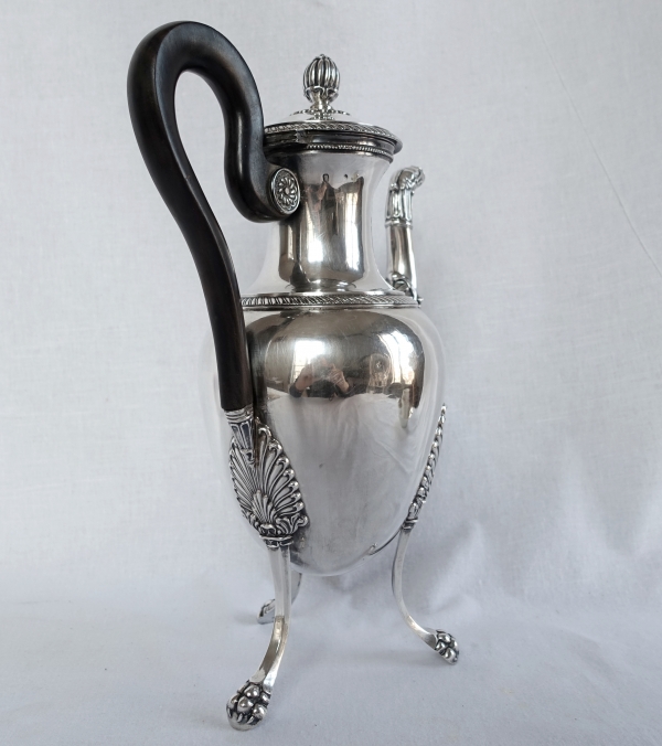 Large Empire style sterling silver coffee pot circa 1830 - 836g