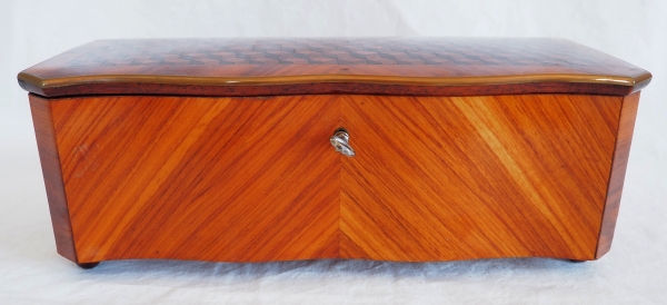 Rosewood and amaranth marquetry glove box, 19th century