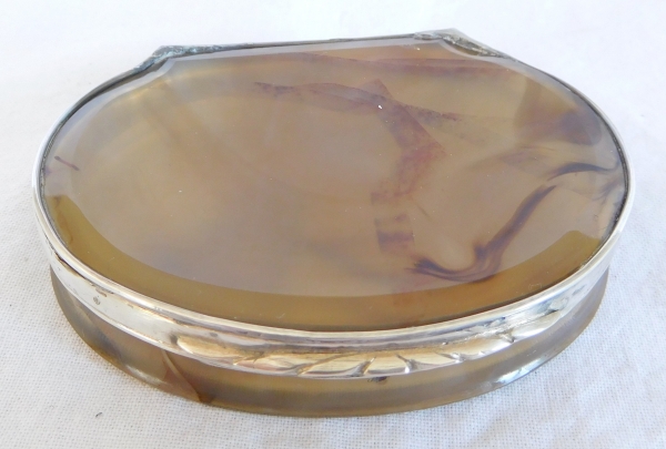 Louis XV agate and sterling silver box, 18th century
