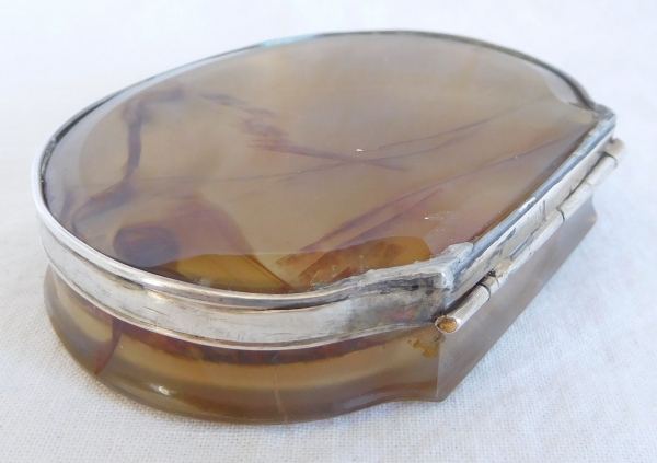 Louis XV agate and sterling silver box, 18th century