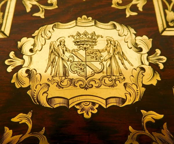Coffret / cassette à bijoux en amarante armoirié - Duc de Durfort de Duras - époque XIXe vers 1840