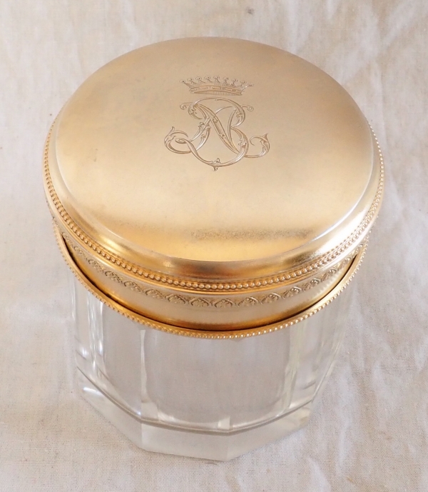 Baccarat crystal and vermeil cufflinks box, crown of Count engraved - 19th century