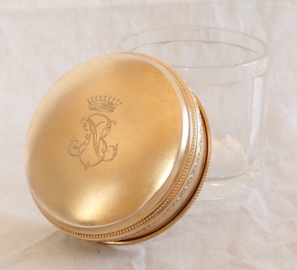 Baccarat crystal and vermeil cufflinks box, crown of Count engraved - 19th century