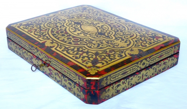 Boulle marquetry (tortoiseshell and brass) gambling box, Louis XIV style, Napoleon III production