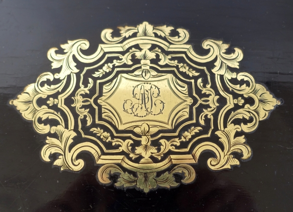Ebony gambling box, brass Boulle marquetry, Napoleon III period