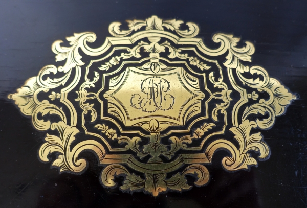 Ebony gambling box, brass Boulle marquetry, Napoleon III period