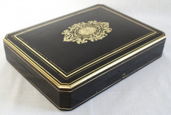 Ebony gambling box, brass Boulle marquetry, Napoleon III period