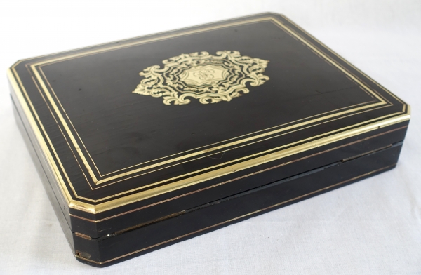 Ebony gambling box, brass Boulle marquetry, Napoleon III period