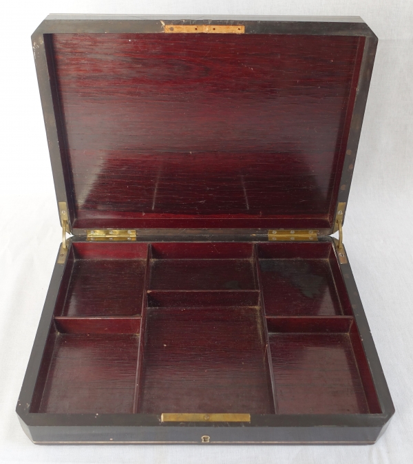 Ebony gambling box, brass Boulle marquetry, Napoleon III period