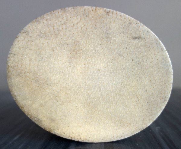 Russie - Saint Petersbourg - Boîte à bijoux en galuchat, vermeil et fixé sous verre 12cm