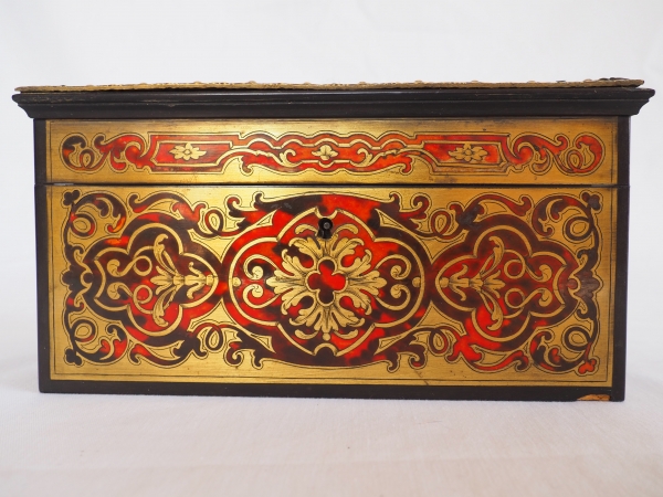 Boulle marquetry and blackened wood tea box signed Vervelle - mid 19th century