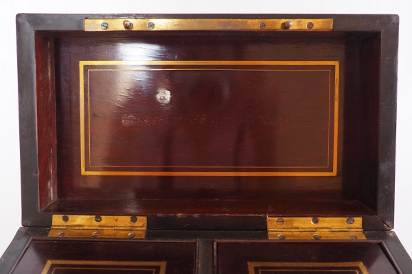 Boulle marquetry and blackened wood tea box signed Vervelle - mid 19th century