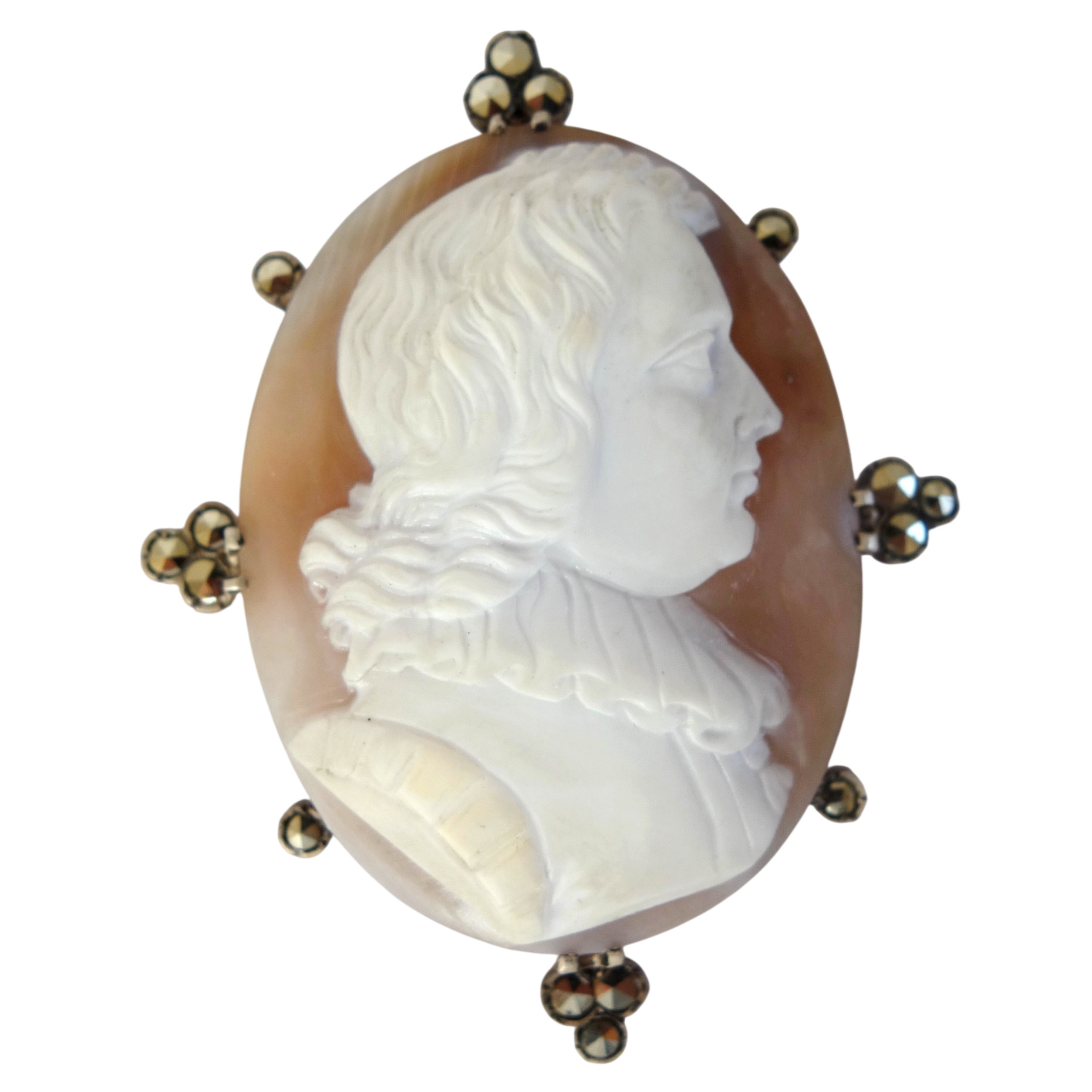 19th century cameo put up as a brooch, sterling silver frame