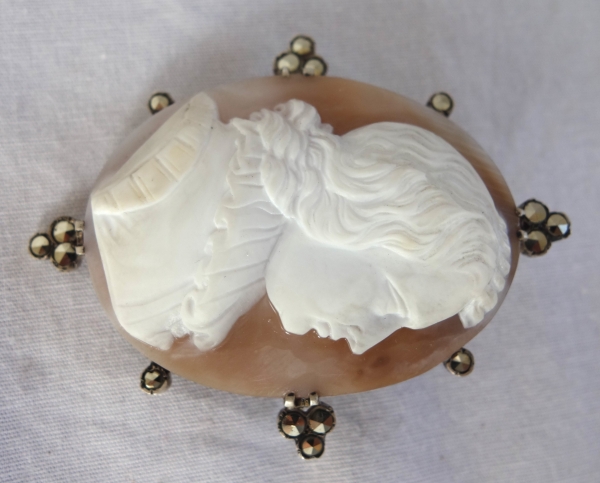 19th century cameo put up as a brooch, sterling silver frame