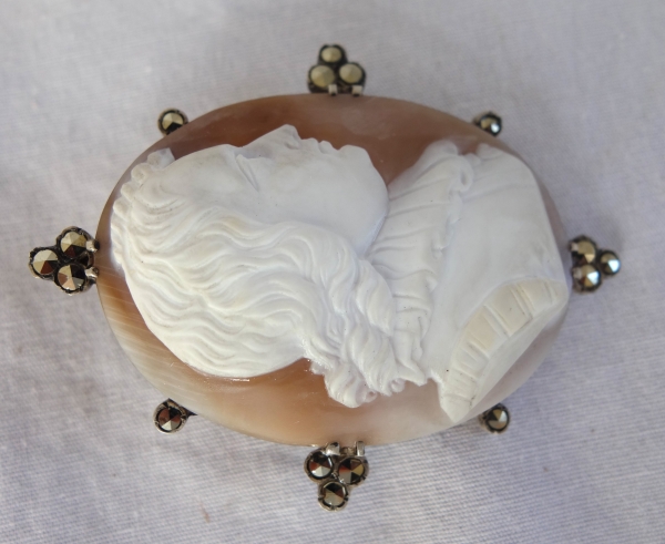 19th century cameo put up as a brooch, sterling silver frame