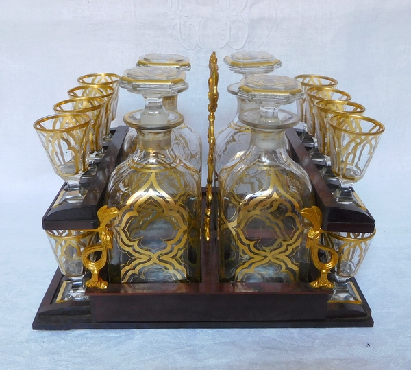 Boulle marquetry liquor cellar, 4 bottles and 16 glasses, Napoleon III period - mid-19th century