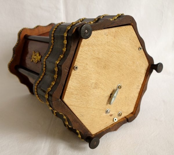 19th century cigar box, rosewood and blackened wood marquetry, Napoleon III period