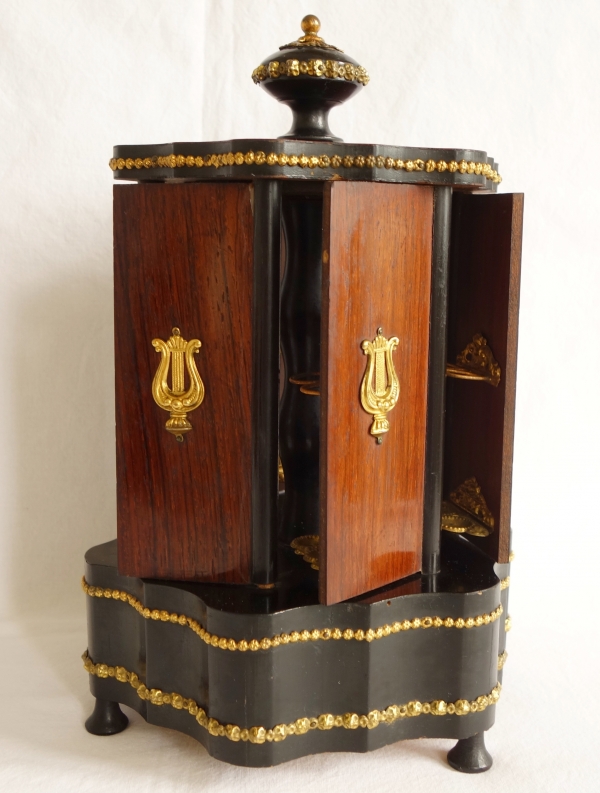 19th century cigar box, rosewood and blackened wood marquetry, Napoleon III period