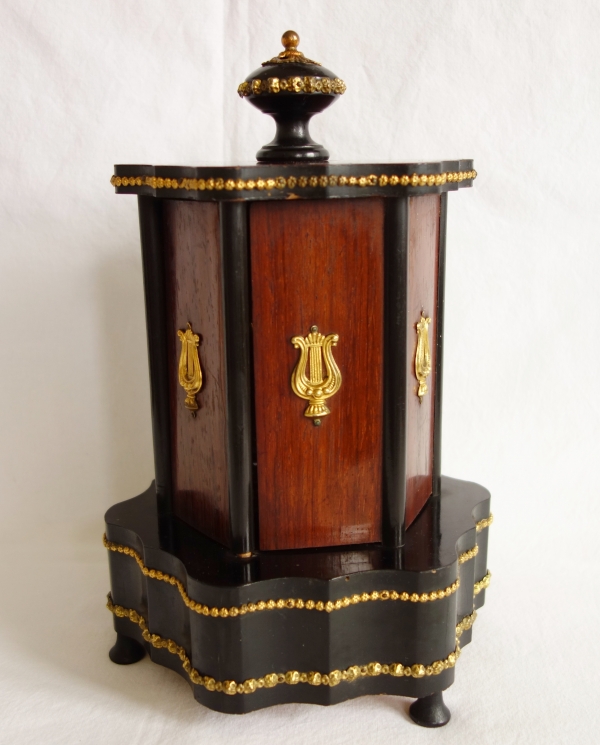 19th century cigar box, rosewood and blackened wood marquetry, Napoleon III period