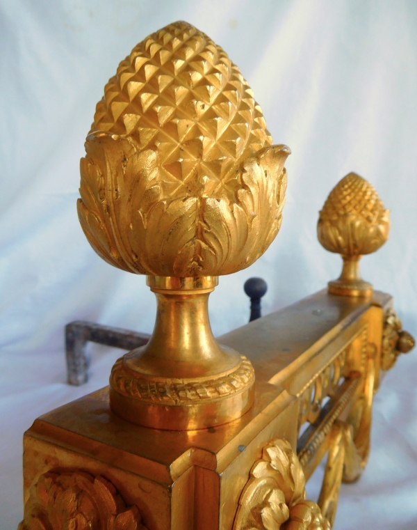 Paire de grands chenets - modèle de l'Elysée / Mobilier National - style Louis XVI - bronze doré