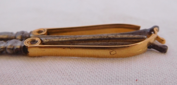 Paire de ciseaux à couture en acier et or, étui en galuchat - fin XVIIIe siècle