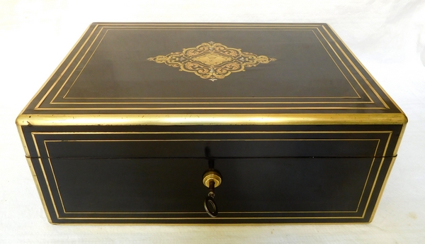 Boulle marquetry jewelry box, crown of count, 19th century circa 1840 - 1850