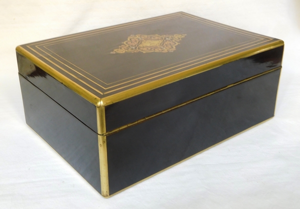 Boulle marquetry jewelry box, crown of count, 19th century circa 1840 - 1850
