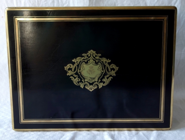 Large blackened wood jewelery box, crown of Count mid 19th century, Napoleon III production