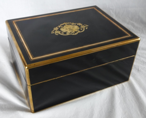 Grand coffret / cassette à bijoux en ébène - couronne de Comte - époque XIXe siècle vers 1850