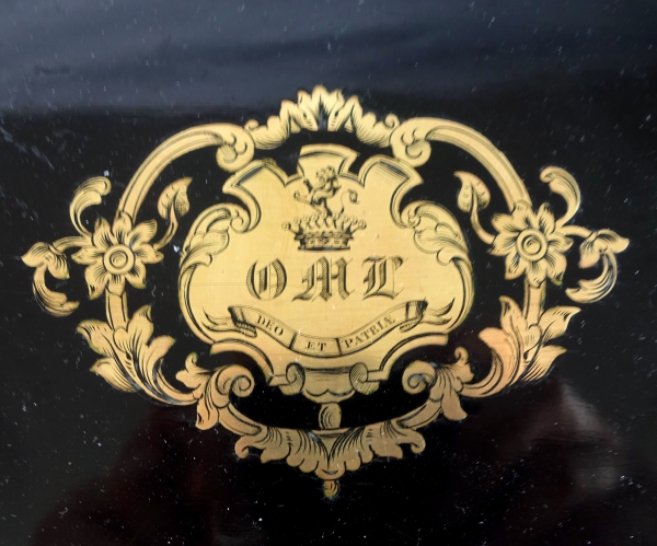 Grand coffret / cassette à bijoux en ébène - couronne de Comte - époque XIXe siècle vers 1850