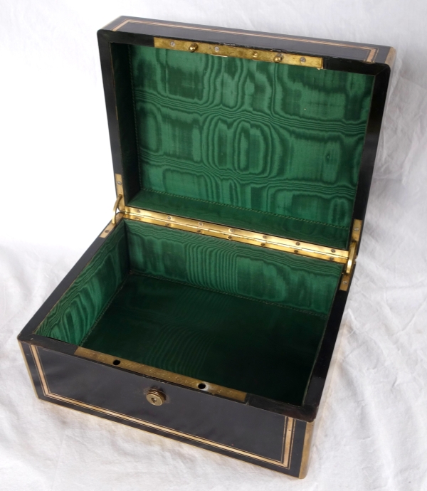 Grand coffret / cassette à bijoux en ébène - couronne de Comte - époque XIXe siècle vers 1850