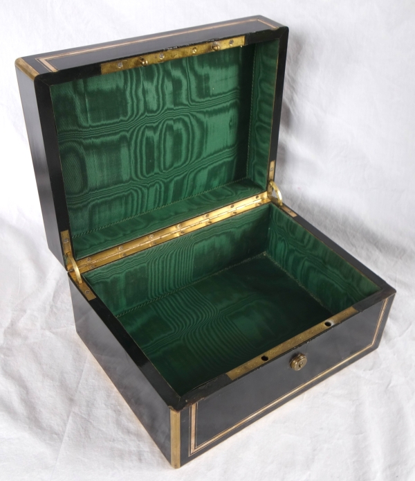 Grand coffret / cassette à bijoux en ébène - couronne de Comte - époque XIXe siècle vers 1850