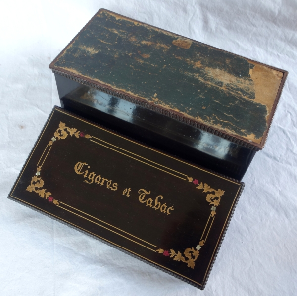 Napoleon III blackened wood and Boulle marquetry cigars box, 19th century